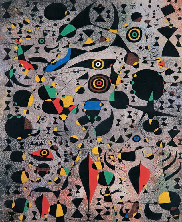 Joan Miró
Donna avvolta dal volo di un uccello, 1941
Gouache e pittura su carta, 46 x 38 cm - Parigi, Collezione privata. Parigi, Courtesy of Gallery 1900-2000